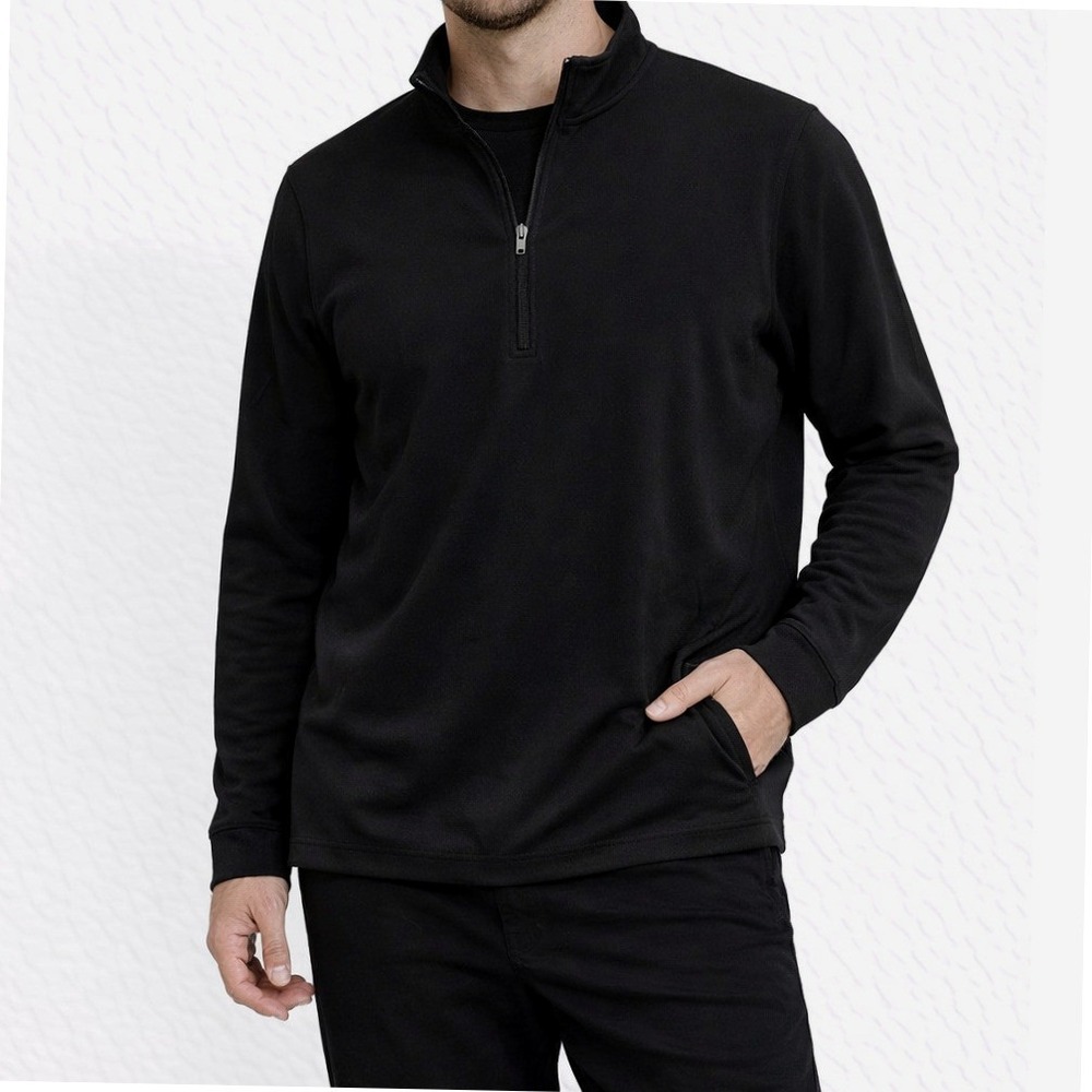 IZOD Mens Black Performance Quarter Zip Pullover Thermal Knit Size M